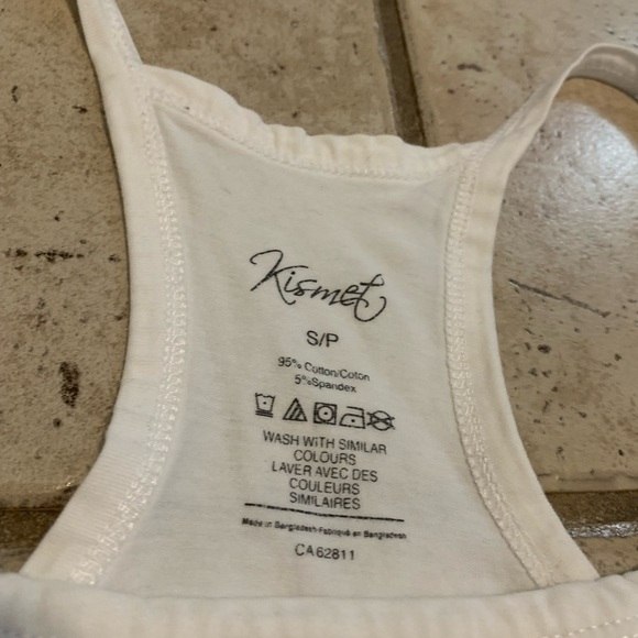 💙 Kismet White Ribbed Ruched Side Racerback Tank Top - Size S/P - Picture 2 of 8